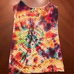 Polka dot tie dye tank top